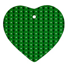 Green Christmas Tree Pattern Background Heart Ornament (two Sides) by pakminggu