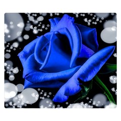 Blue Rose Roses Bloom Blossom Premium Plush Fleece Blanket (small) by pakminggu