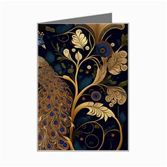 Peacock Plumage Bird  Pattern Graceful Mini Greeting Card by pakminggu