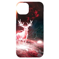 Deer Animal Moon Planet Space Fantasy Iphone 14 Plus Black Uv Print Case by pakminggu