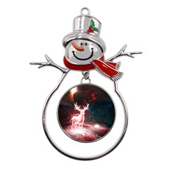 Deer Animal Moon Planet Space Fantasy Metal Snowman Ornament