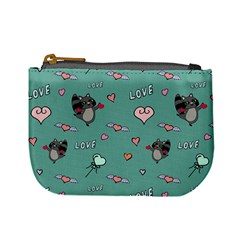 Raccoon Texture Seamless Scrapbooking Hearts Mini Coin Purse by pakminggu