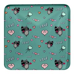 Raccoon Texture Seamless Scrapbooking Hearts Square Glass Fridge Magnet (4 Pack) by pakminggu