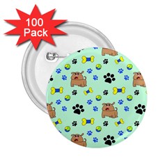 Dog Pattern Seamless Blue Background Scrapbooking 2 25  Buttons (100 Pack)  by pakminggu