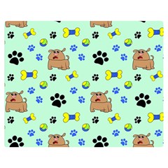 Dog Pattern Seamless Blue Background Scrapbooking Two Sides Premium Plush Fleece Blanket (medium) by pakminggu