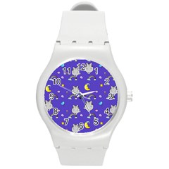 Texture Pattern Seamless Rainbow Background Dream Round Plastic Sport Watch (m) by pakminggu