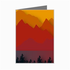 Mountain Forest Nature Scenery Art Mountains Mini Greeting Card by pakminggu