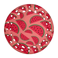Watermelon Red Food Fruit Healthy Summer Fresh Round Filigree Ornament (two Sides) by pakminggu