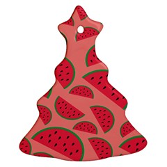 Watermelon Red Food Fruit Healthy Summer Fresh Christmas Tree Ornament (two Sides) by pakminggu