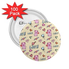 Pig Animal Love Romance Seamless Texture Pattern 2.25  Buttons (100 pack) 