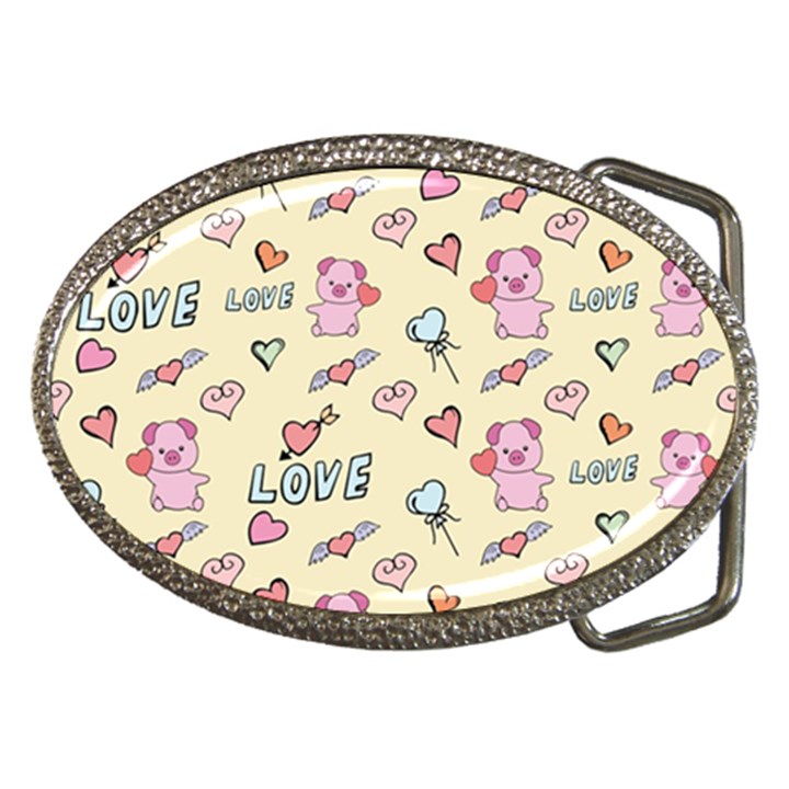 Pig Animal Love Romance Seamless Texture Pattern Belt Buckles