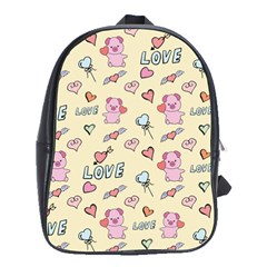 Pig Animal Love Romance Seamless Texture Pattern School Bag (Large)