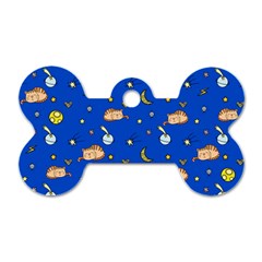 Cat Animals Sleep Stars Seamless Background Dog Tag Bone (two Sides) by pakminggu