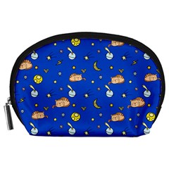 Cat Animals Sleep Stars Seamless Background Accessory Pouch (large) by pakminggu