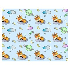 Pattern Giraffe Animal Seamless Scrapbooking Blue Premium Plush Fleece Blanket (medium) by pakminggu