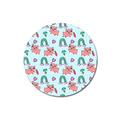 Pigs Pattern Art Design Drawing Sketch Wallpaper Magnet 3  (round) by pakminggu