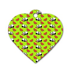 Watermelon Panda Background Wallpaper Dog Tag Heart (one Side) by pakminggu