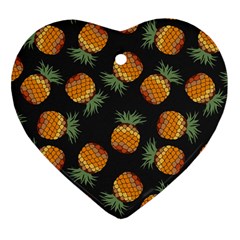 Pineapple Background Pineapple Pattern Heart Ornament (two Sides) by pakminggu