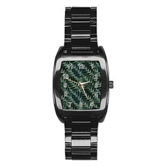 Background Pattern Leaves Texture Design Wallpaper Stainless Steel Barrel Watch by pakminggu