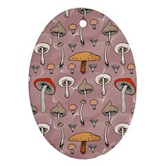 Mushrooms Autumn Fall Pattern Seamless Decorative Oval Ornament (two Sides) by pakminggu