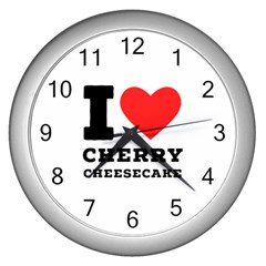 I Love Cherry Cheesecake Wall Clock (silver)