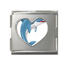 Blue Dolphin Mega Link Heart Italian Charm (18mm)