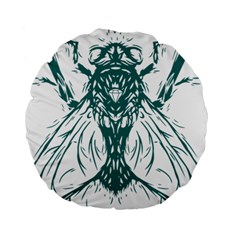 Green Insect Bee Illustration Standard 15  Premium Round Cushions by pakminggu