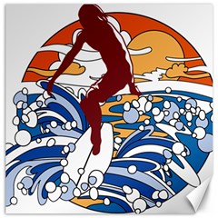 Beach Illustration Summer Beach Surf Waves Canvas 16  X 16  by pakminggu