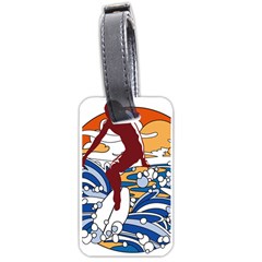 Beach Illustration Summer Beach Surf Waves Luggage Tag (one Side) by pakminggu