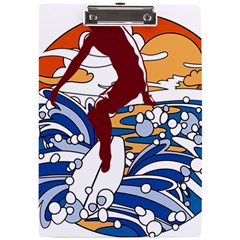 Beach Illustration Summer Beach Surf Waves A4 Acrylic Clipboard by pakminggu