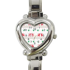 Red Green And Blue Christmas Themed Illustration Heart Italian Charm Watch