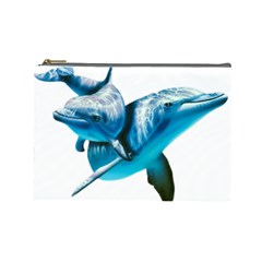 Two Dolphins Art Atlantic Dolphin Painting Animal Marine Mammal Cosmetic Bag (large) by pakminggu