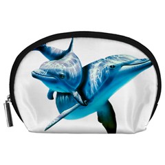 Two Dolphins Art Atlantic Dolphin Painting Animal Marine Mammal Accessory Pouch (large) by pakminggu