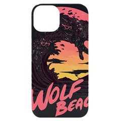 Gray Wolf Beach Waves A Wolf Animal Retro Iphone 14 Black Uv Print Case by pakminggu