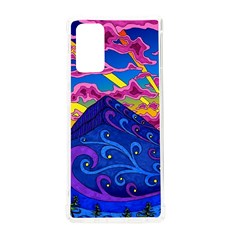 Psychedelic Colorful Lines Nature Mountain Trees Snowy Peak Moon Sun Rays Hill Road Artwork Stars Samsung Galaxy Note 20 Tpu Uv Case by pakminggu