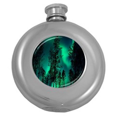 Aurora Northern Lights Celestial Magical Astronomy Round Hip Flask (5 Oz)