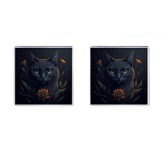 Art Cat Drawing Mammal Animal Feline Cufflinks (square) by pakminggu