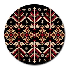 Vector Illustration Of Ukrainian Folk Seamless Pattern Ethnic Ornament Border Element Traditional Round Mousepad