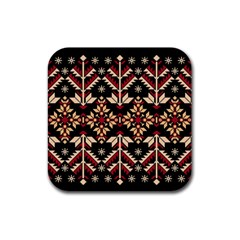 Vector Illustration Of Ukrainian Folk Seamless Pattern Ethnic Ornament Border Element Traditional Rubber Coaster (square)