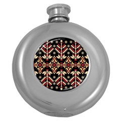 Vector Illustration Of Ukrainian Folk Seamless Pattern Ethnic Ornament Border Element Traditional Round Hip Flask (5 Oz)