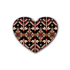 Vector Illustration Of Ukrainian Folk Seamless Pattern Ethnic Ornament Border Element Traditional Rubber Coaster (heart)