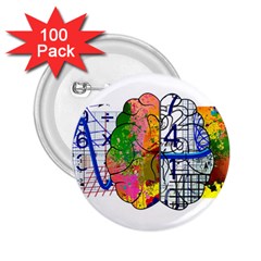 Brain Cerebrum Biology Abstract 2 25  Buttons (100 Pack) 