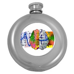 Brain Cerebrum Biology Abstract Round Hip Flask (5 Oz) by pakminggu