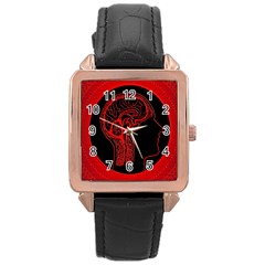 Artificial Intelligence Brain Think Rose Gold Leather Watch  by pakminggu