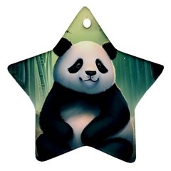 Animal Panda Forest Tree Natural Star Ornament (two Sides) by pakminggu