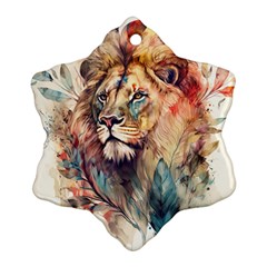 Lion Africa African Art Snowflake Ornament (two Sides) by pakminggu