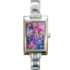 Painted Flames Rectangle Italian Charm Watch
