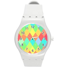 Low Poly Triangles Round Plastic Sport Watch (m) by danenraven