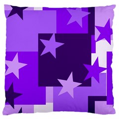 Purple Stars Pattern Shape Large Premium Plush Fleece Cushion Case (two Sides) by danenraven