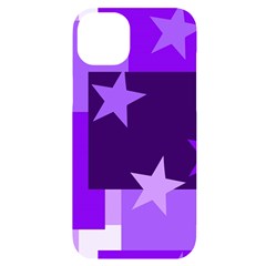 Purple Stars Pattern Shape Iphone 14 Plus Black Uv Print Case by danenraven